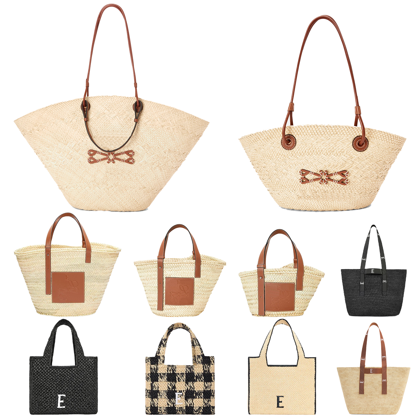 Raffias Designer bags Summer Straw weave Anagram Basket bag Luxury handbag Linen woven Font Tote bag Women men Shoulder Shopper bag fashion vacation travel beach bag