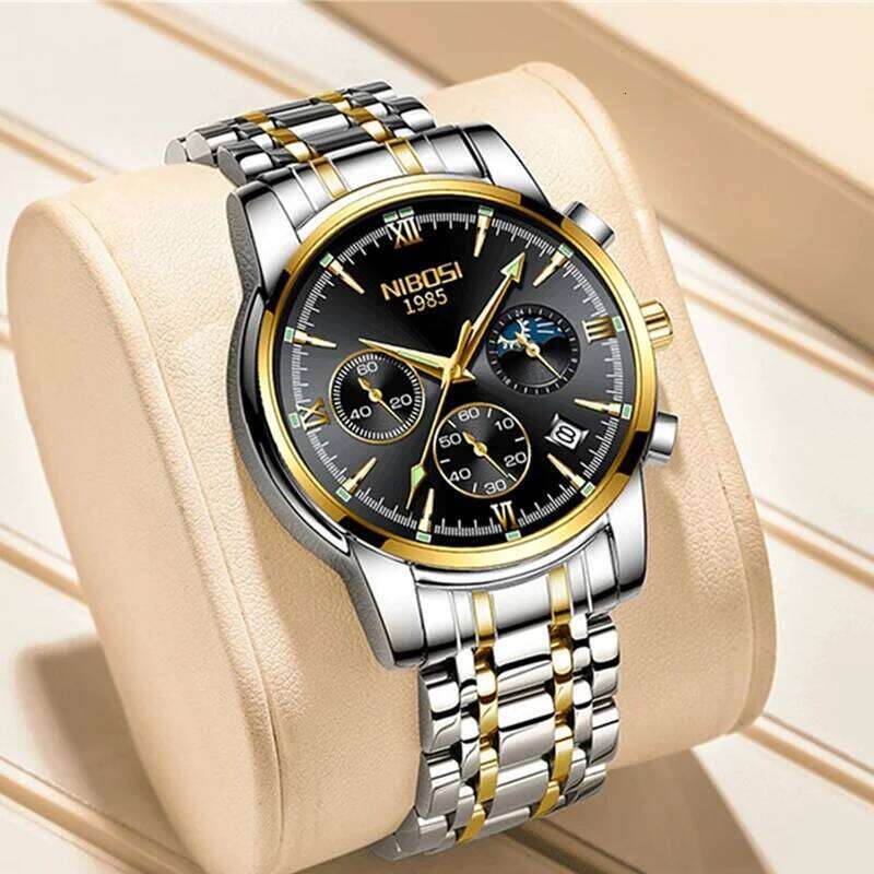 2026 NIBOSI Business Mens Watches Top Brand Luxury Quartz Wrist Waterproof Chronograph Casual Watch Men Relogio Masculino