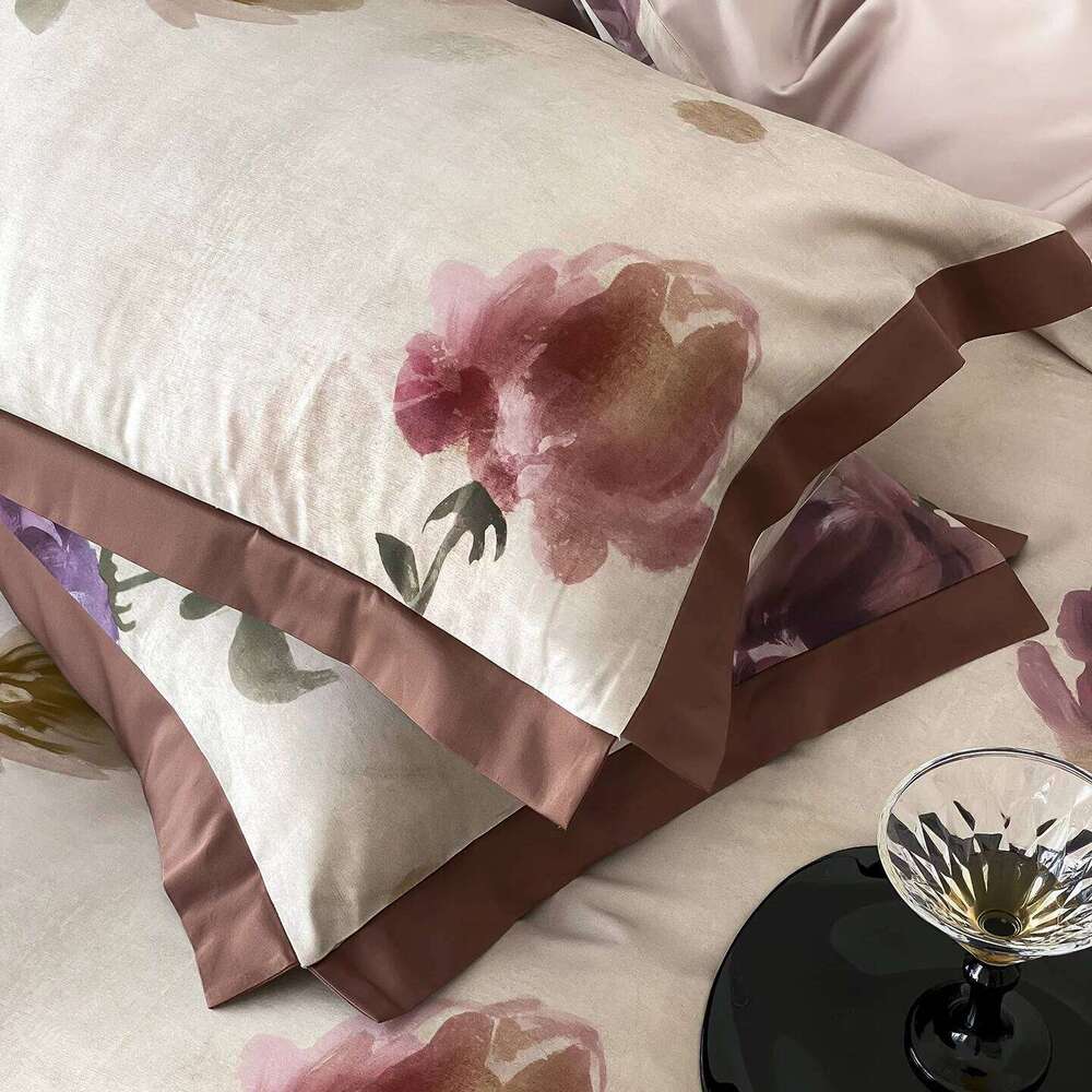800TC Lyocell Cotton Digital Printing Flowers Prints Bedding Duvet Cover Set Flat/Fitted Bed Sheet Pillowcases 4Pcs H260312
