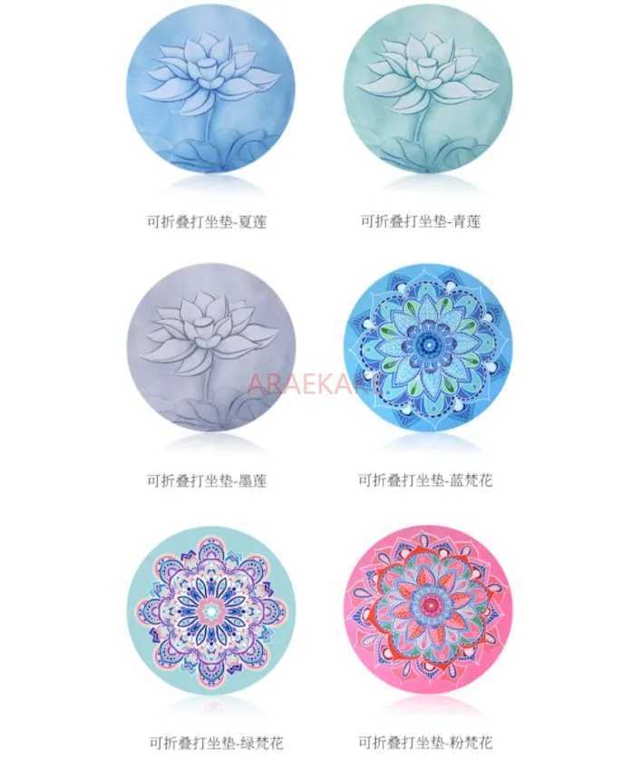 Folding circular yoga mat meditation portable rubber anti slip small size mini meditation tablet support pad M260312