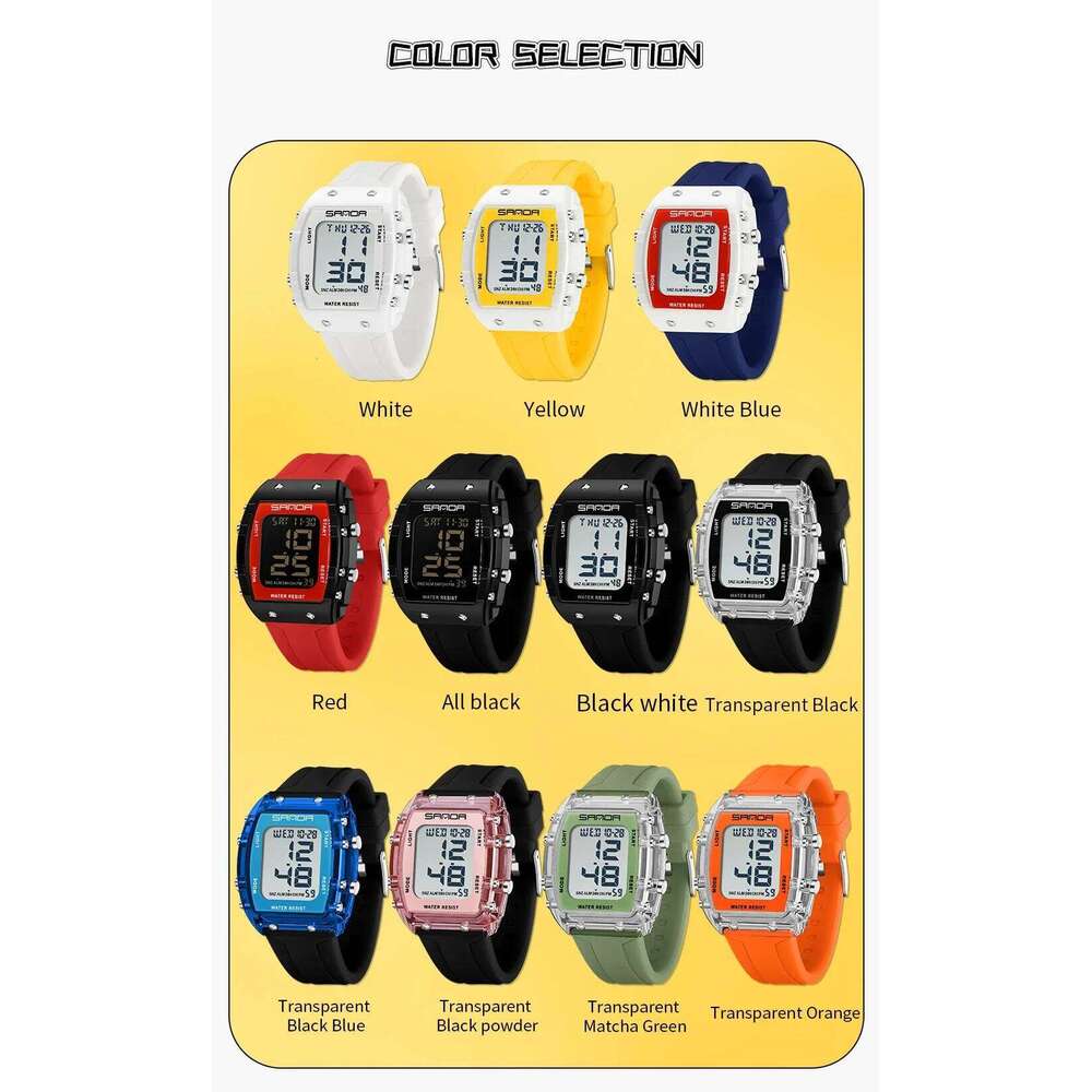 SANDA 2175 Student Digital Wristwatch New Multifunctional Outdoor Sports Clock Fashion Leisure Waterproof Watches For Men Women