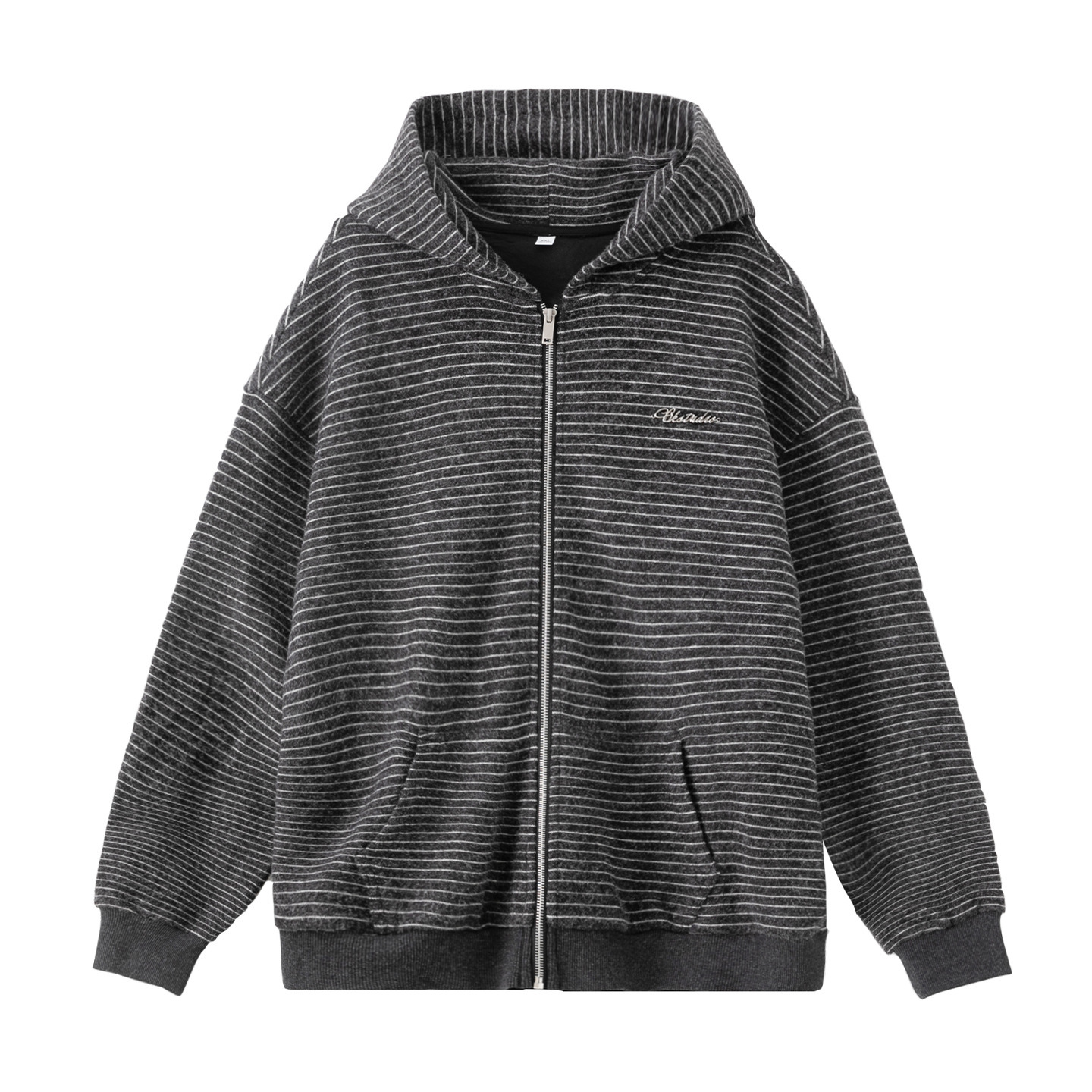 Retro Color-block Striped Cardigan Hoodie Autumn And Winter Style Designer Hoodie Loose Fit Textured Thickened Warm Hoodie Jacket