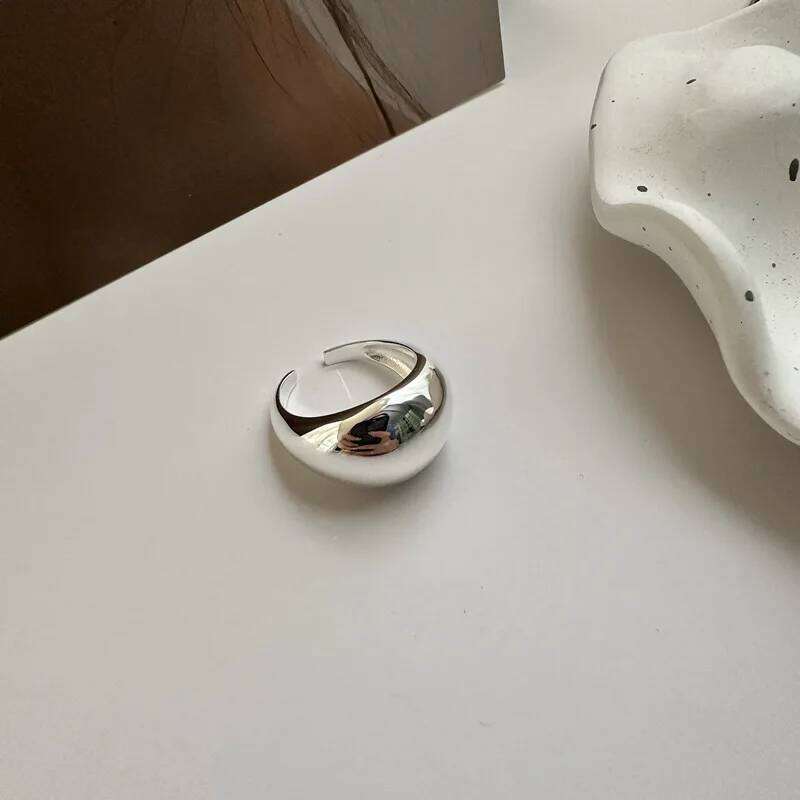 925 Sterling Silver Unique Women Jewelry Finger Adjustable Vintage Smooth Ball Ring For Party Birthday Gift H260312