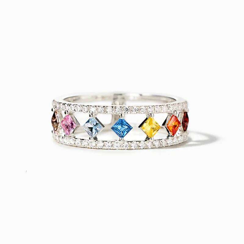 Huitan Colorful Princess CZ Women Rings Fashion Finger Jewelry Daily Silver Color Accessories for Engagement Party H260312
