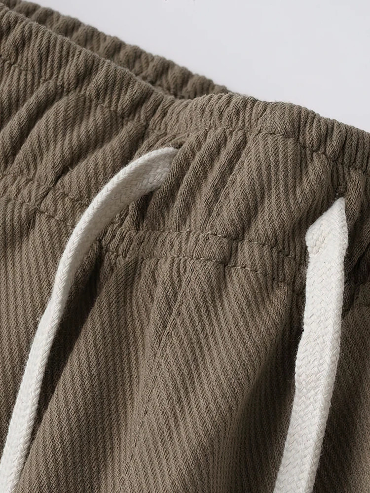 65 Cotton Twill Baggy Casual Jogger Pants Men 380g Anti-wrinkle Work Wear Trousers Outdoor Sport Sweatpants Breathable Knitted 260311