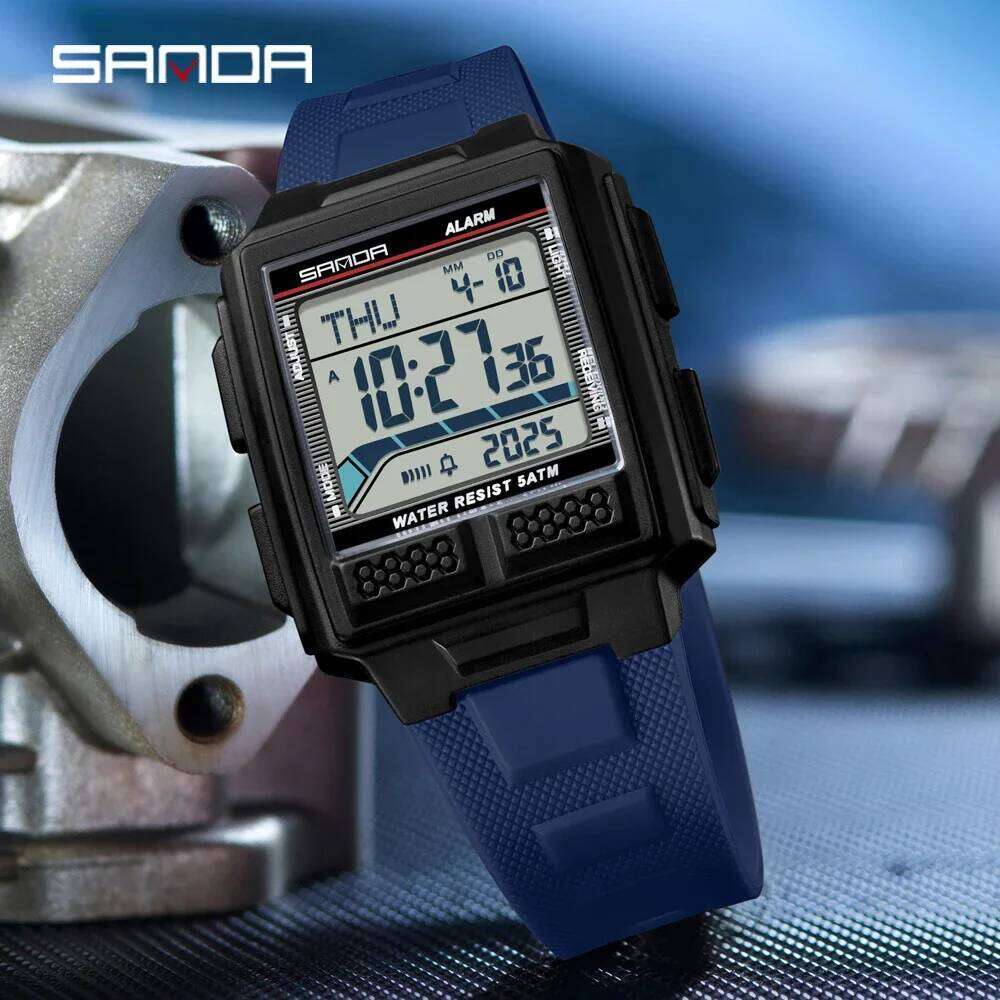 SANDA 2212 Youth Sports Electronic Watch 5ATM Waterproof Night Light Countdown Stopwatch Alarm Clock 3D Stereoscopic Case 2026