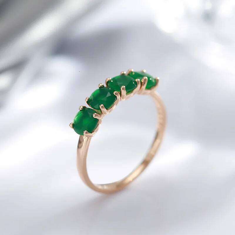 18K rose Gold Ring for Women Natural emerald gemstone Jewelry De Bizuteria Anillos Mujer Gemstone gold Rings Box H260312