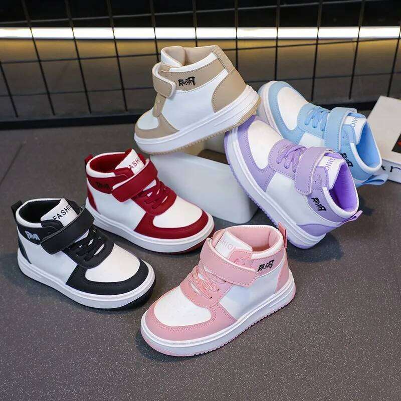 Children's Sports Spring Autumn New Boys Girls Sneakers Classics High Top Soft Breatheable Fashion Kids Basketball Shoes H260312