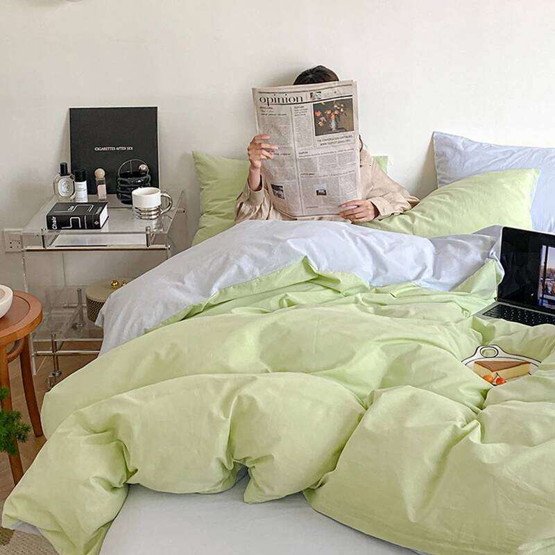 3pcs Skin Friendly 100% Cotton Duvet Set Soft Comfortable Bed Sets Customizable Sizes Solid Color Comforter Cover No Sheet