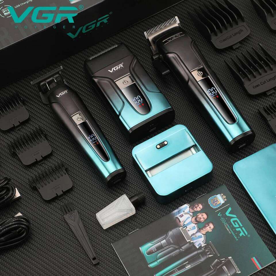 VGR 3-in-1 Hair Trimming Set Professional High end Electric Push Clipper Oil Head Carving Pusher LED Reciprocating Shaver V-694 C260312