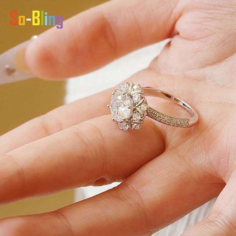 So-Bling 1Carat Moissanite Ring with Gra Certificate 925 Sterling Silver Rings for Women Elegant Fine Party Jewelry H260312