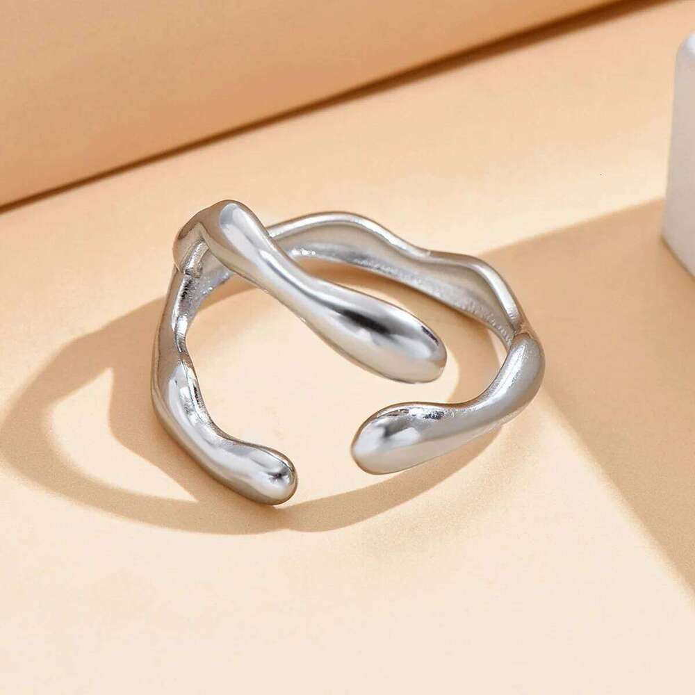 Fashion Stainless Steel Waterproof Open Ring Personality Charms PVD Real Gold 18K Plated Trendy Jewelry for Women H260312