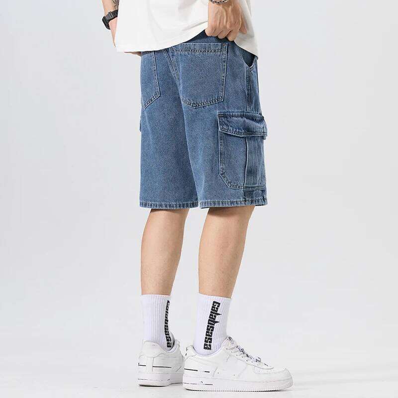 Men's Summer Cool Fashion Denim Jeans Six Pocket Design Regular Fit No Stretch Light Blue Trendy Casual Pants