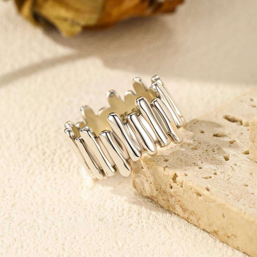MODIAN 925 Sterling Silver Liquid Irregular Vintage Rings Retro Wide Stackable Fashion Finger Ring For Women Party Fine Jewelry H260312