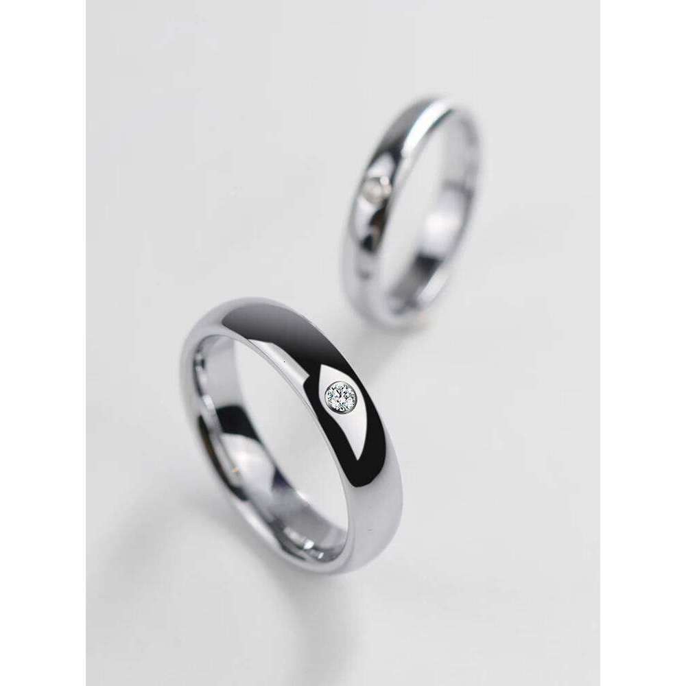 Romantic High Polished Tungsten Wedding Rings Set with CZ Stones for Couples 3.5mm/5mm Width Size 5-12 W260311
