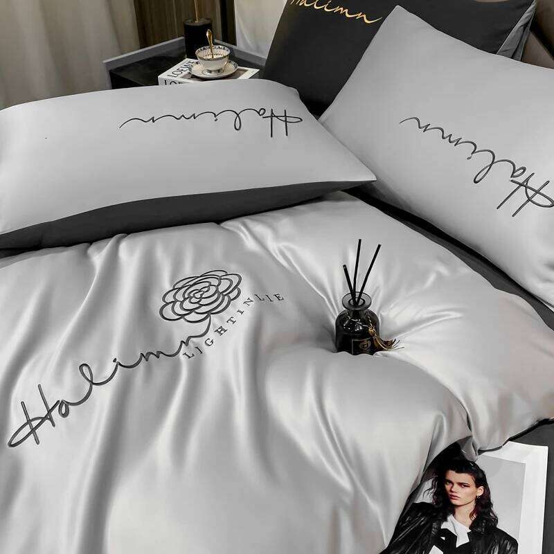 Floral Embroidered Bedding Sets Modern Comfortable Duvet Cover Comforters Covers with Pillowcase for Hotel Bedroom Decor H260312
