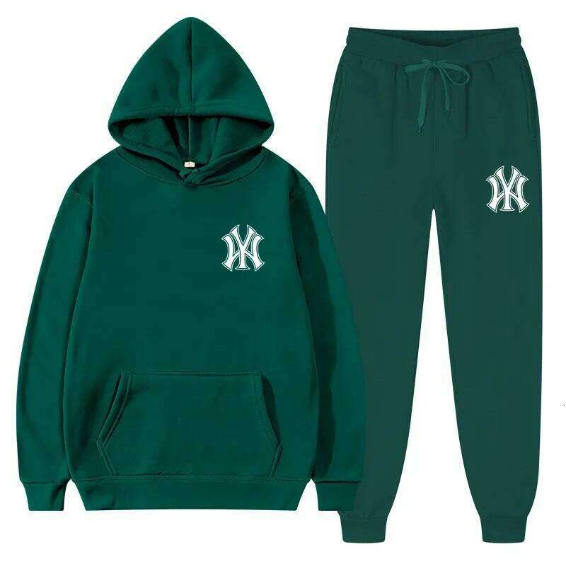Autumn And Winter Men's Running Fitness Fashion Leisure Sports Hooded Sweatshirt+Running Pants Two Piece Set