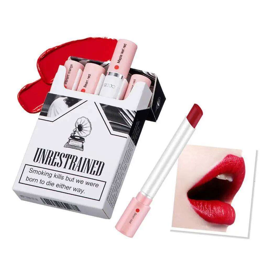 4PCS/Set Creative Cigarette Lipstick Set Matte Long Lasting Waterproof Matt Stick Tube Nude Red Velvet Lip Tint Makeup W260311