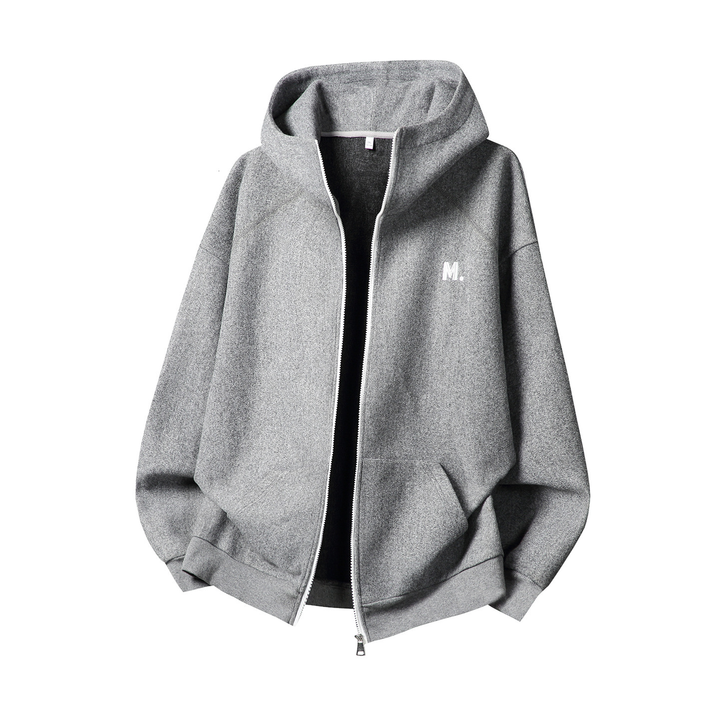 Heavy Designer Hoodie Woolen Hooded Sweatshirt Autumn Style Retro Color-block Zipper Cardigan Jacket Textured Thickened Hoodie