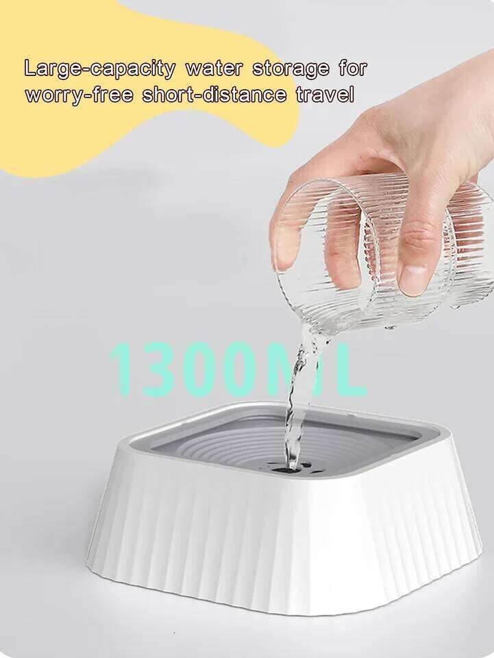 Fountain with Floating Plates No Spill Dog Water Bowl Clean Drinking Slow Feeder Anti-splash Dogs for Pet 26Y0312