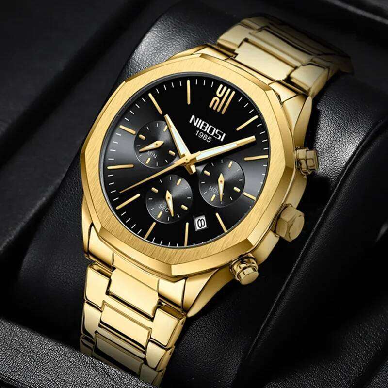 NIBOSI New Watches Top Brand Luxury Quartz Business for Men Stainless Steel Waterproof Chronograph Date Watch Relogio