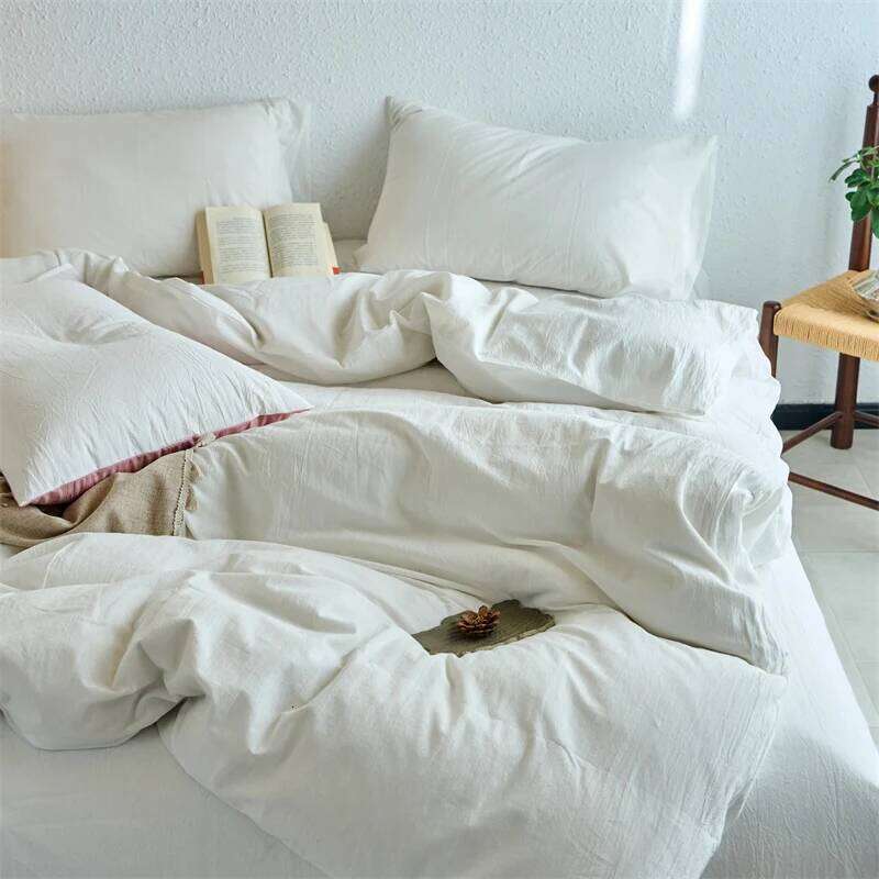 Premium 100% Washed Cotton Yarn-Dyed 3-Piece Set 1 Duvet Cover + 2 Pillowcases, Ultra-Soft Bedding Set, Multiple Sizes H260312