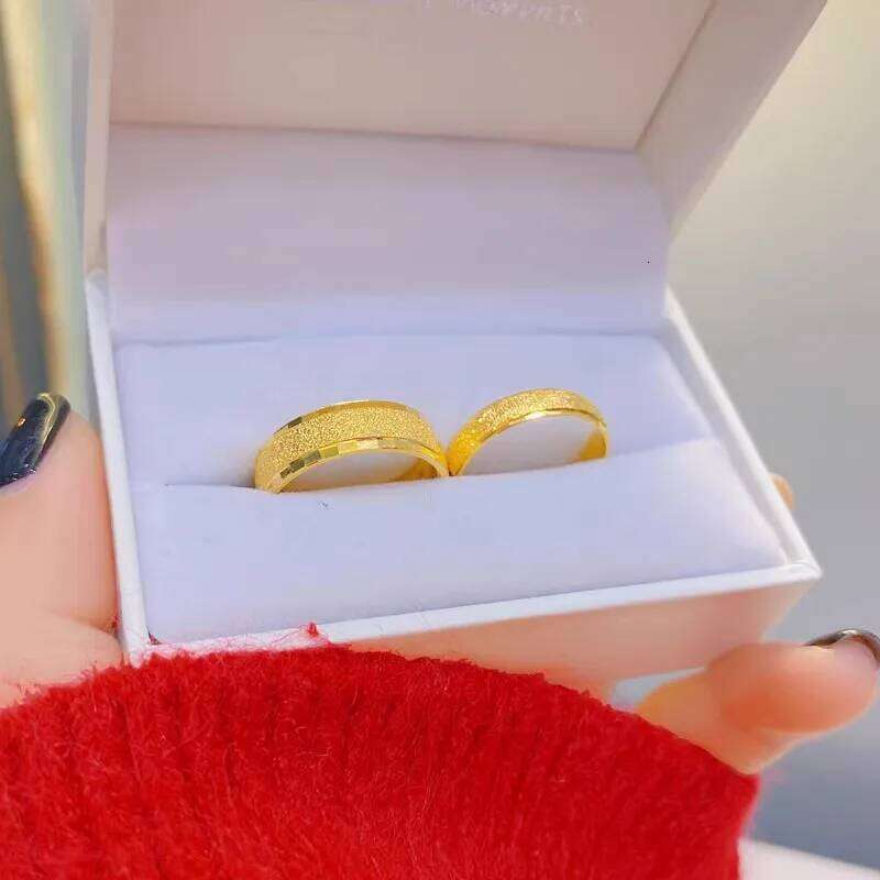 Extra Large Size 13 Female Male Couple Ancient Method Simple Frosted Cold Pair Ring Real Gold 24K Gold-plated Does Not Fade H260312