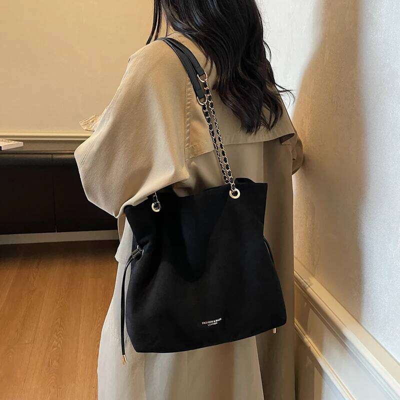 Suede Shoulder Women Bag Luxurious Crossbody Purse Drawstring Fashion Big Tote Exquisite Chain Small Handbag Kl928