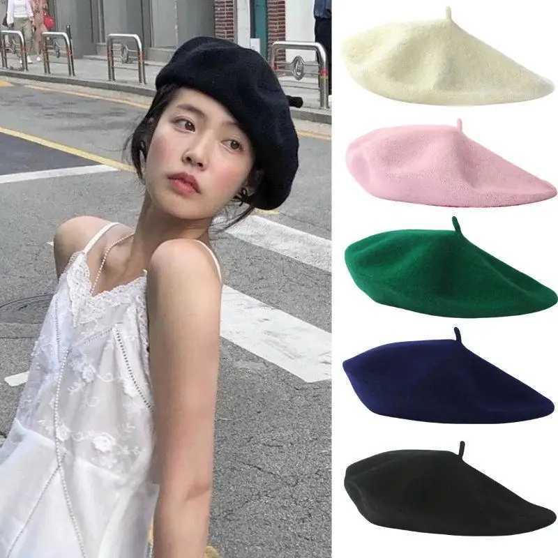 Women Girls Warm Wool Berets Hat Solid Color Retro Plain Cap All Matched Elegant French Artist Hat Lady Women Wool Berets H260312 - view 4