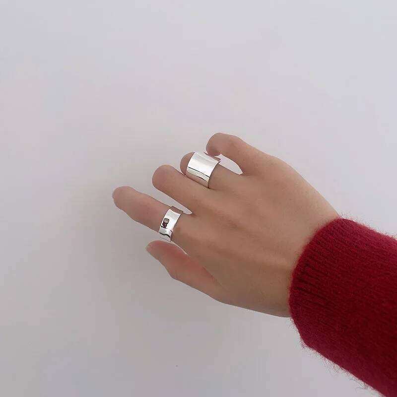 Original 925 Sterling Wide Smooth Rings For Women Counple Wedding Engagement Silver Women's Vintage Ring Fine Jewelry H260312