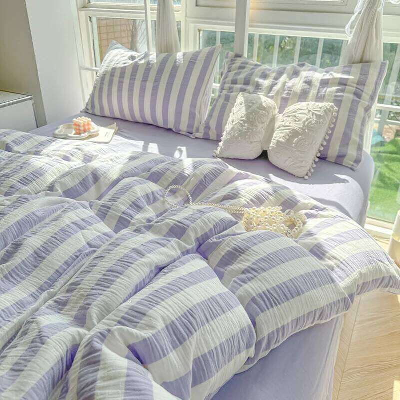 Nordic Ins Popular Striped Duvet Cover Bed Sheets Set Single Twin Full Queen Size Skin-Friendly Soft Bedding H260312