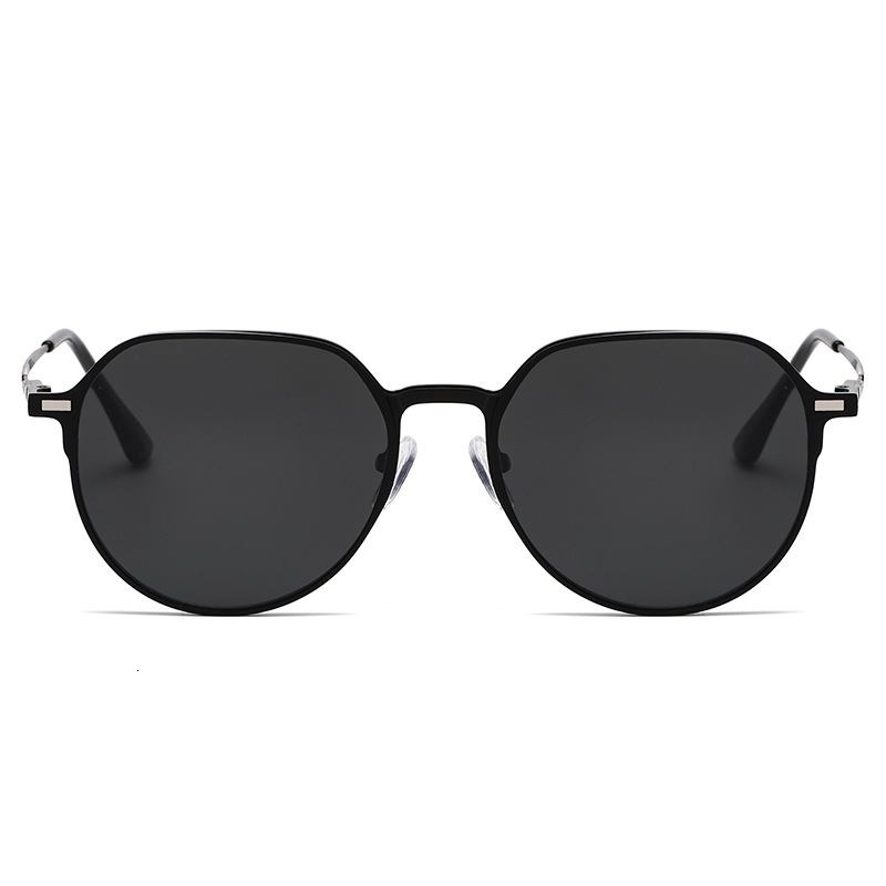 Multifunctional flat magnetic sunglasses for driving, anti-glare men's round-frame polarized clip-on sunglasses, trendy eyewear