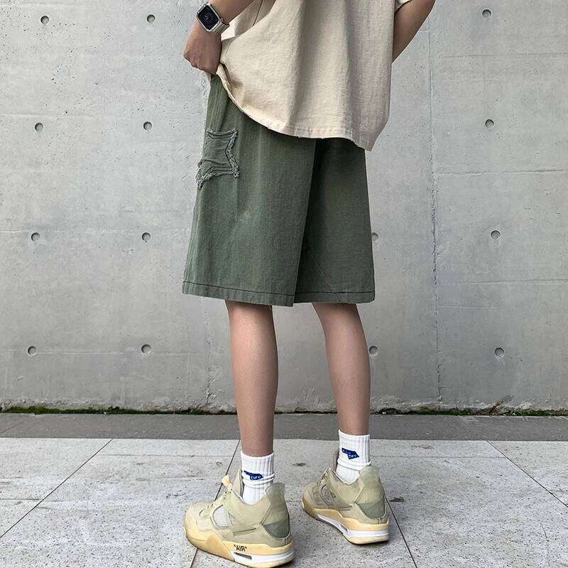 Star Patchwork Men Vintage Denim Summer Basic Simple All-match Hot Sale High Waist Leisure Ulzzang Streetwear Chic Shorts
