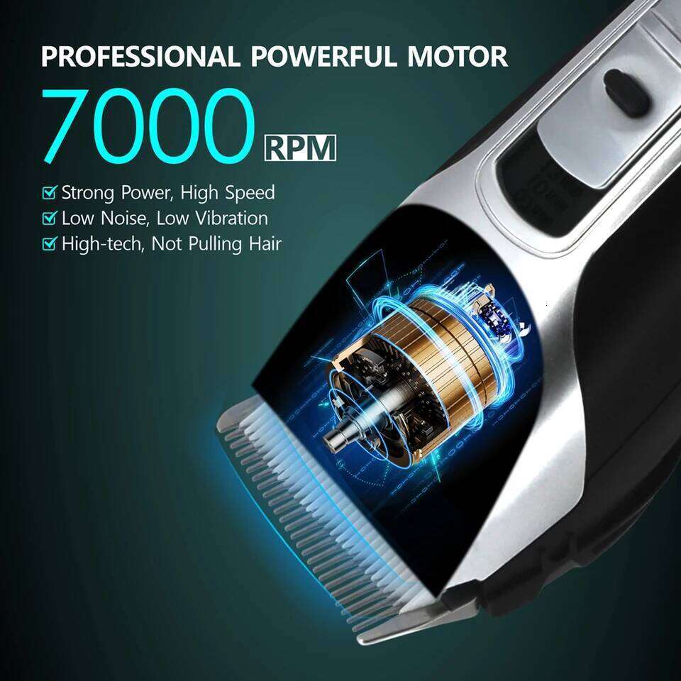 Professional Clipper Titanium Ceramic Trimmer LCD Display Strong Power Salon Barber Hair Cutting Machine For Men C260312