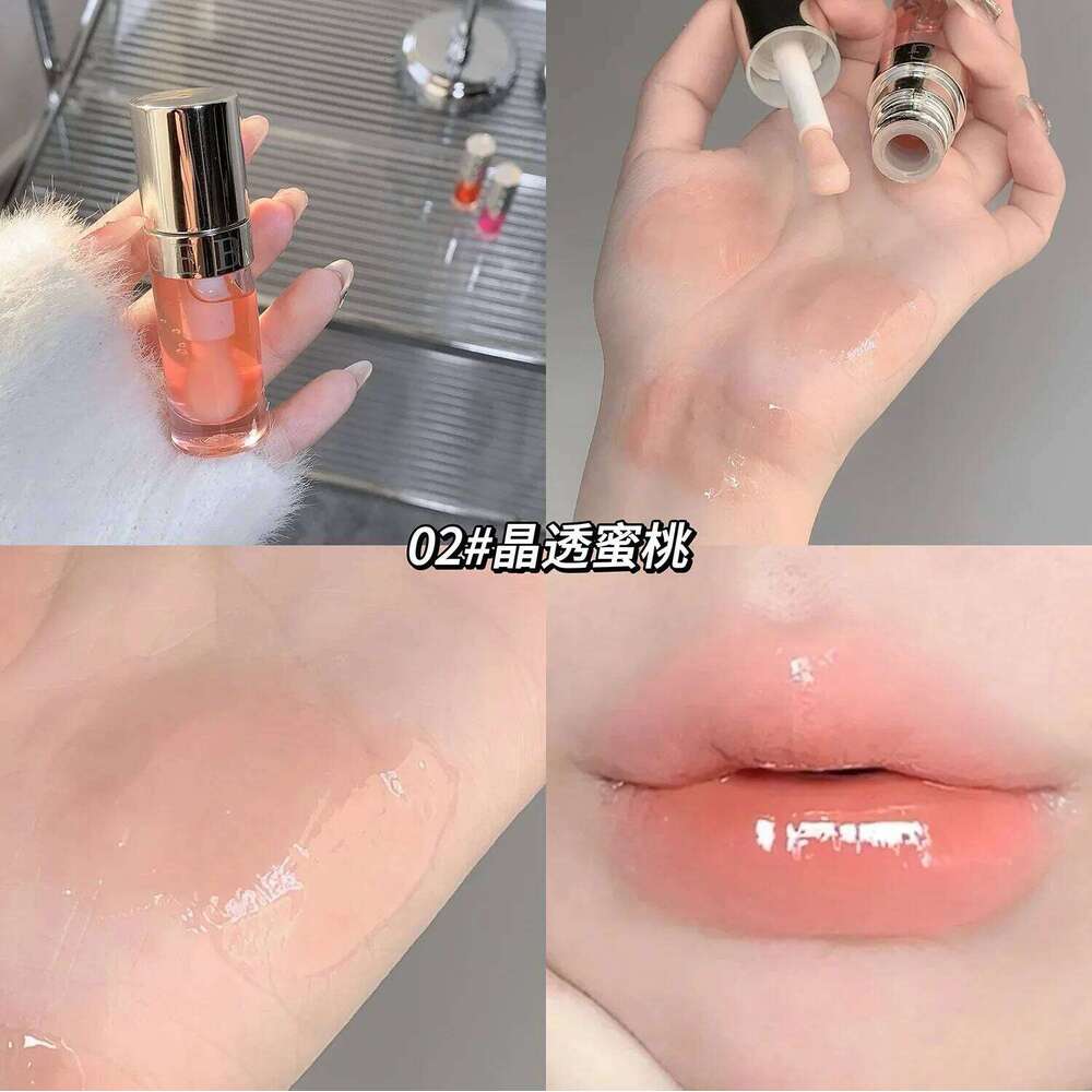 Plumping Oil, Clear Jelly Lip Gloss for Moisturizing Care, Shiny Glass Lips, Big Brush Applicator, Nourishing Liquid L W260311