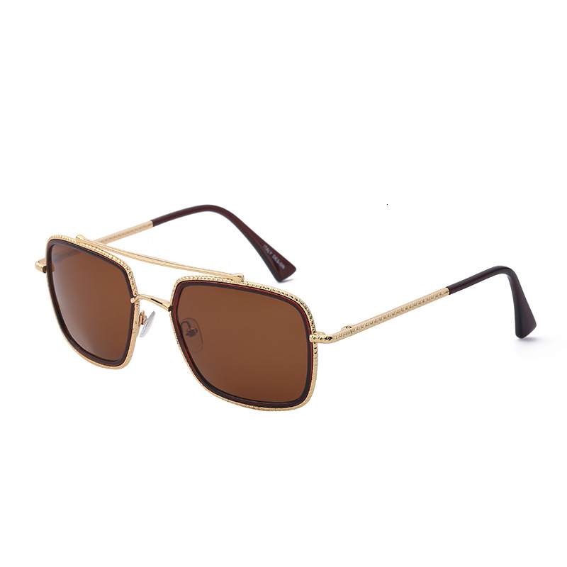 Polarized Women Driving Anti-Glare Retro Double Bridge Slingshot Square Frame for Men Trendy Sunglasses