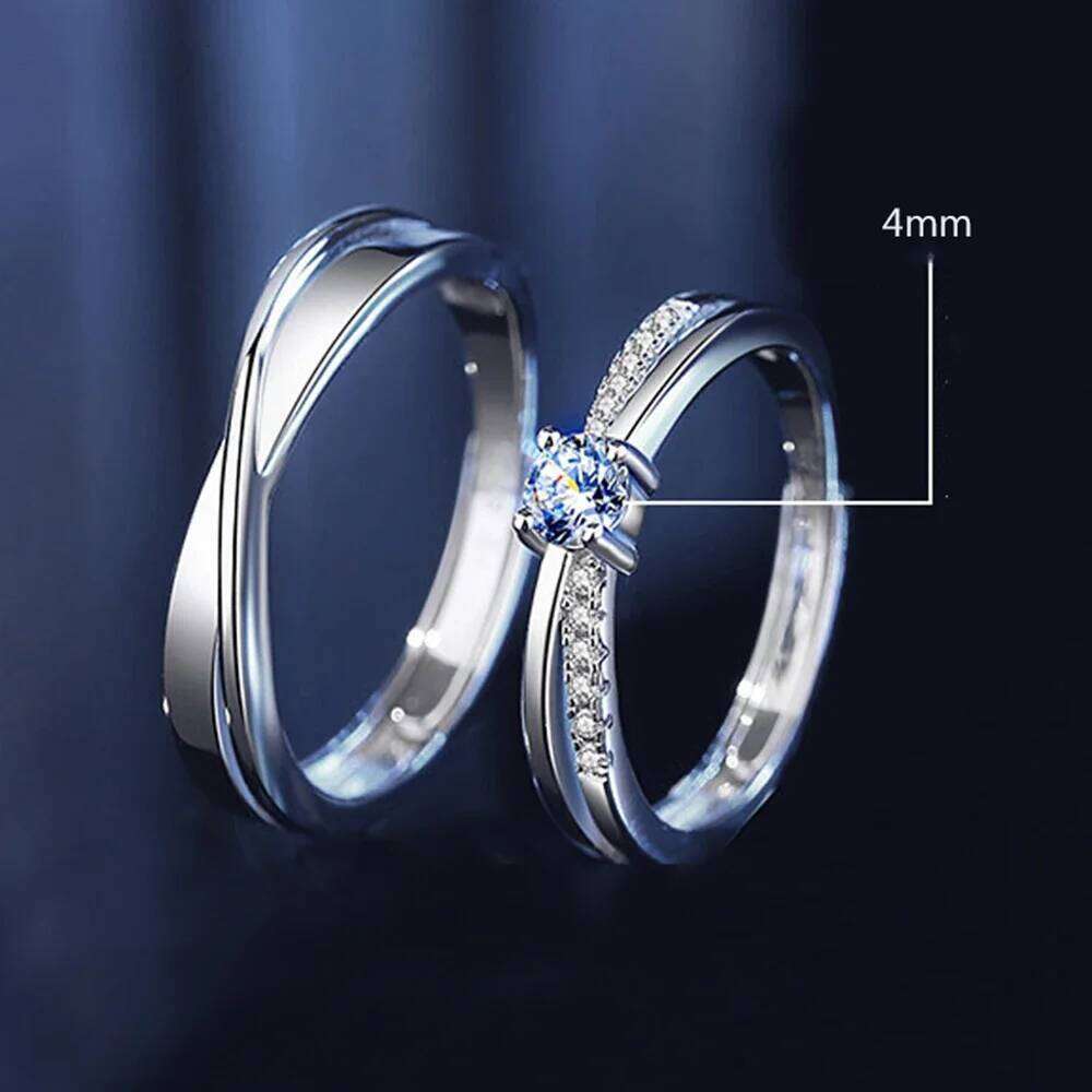 1 Pair Twist Overlap Opening Couple Rings Copper Plated Platinum Five Layer Coating Men Women Adjustable Finger Jewelry W260311
