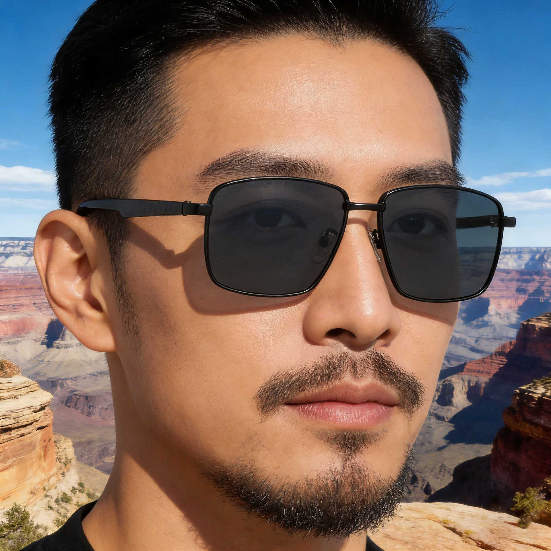 2026 New Fashion Square Frame Polarized Personalized Retro Versatile Sun Protection Sunglasses for Men,