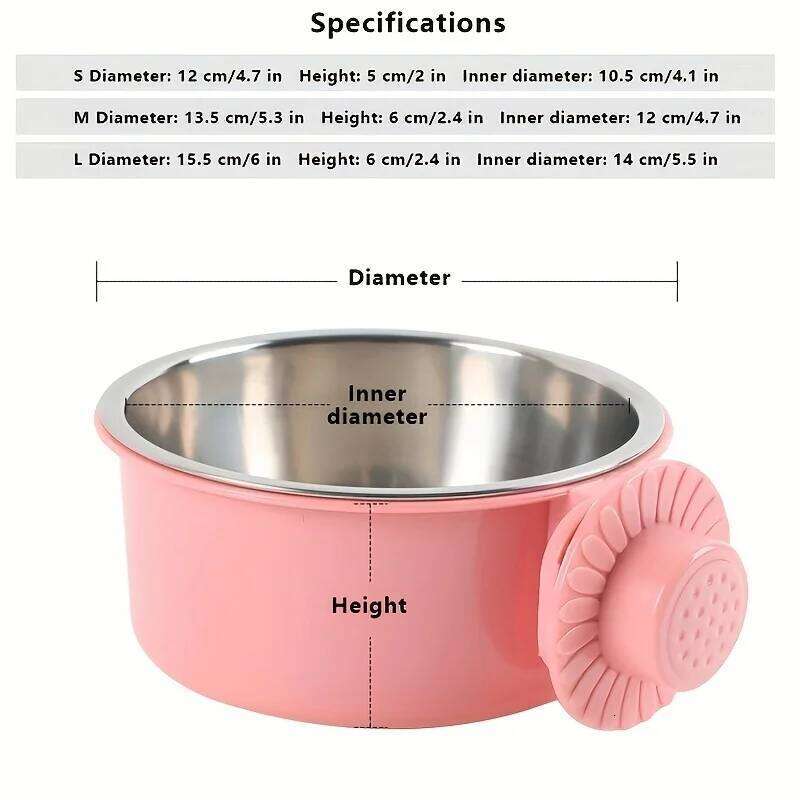anti-tip Fixed Hanging Dog Cage Stainless Steel Drinking Bowl Pet Supplies 26Y0312
