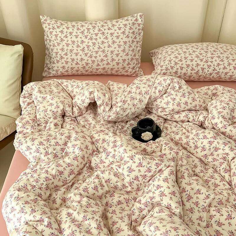 2025 New Class A Thickened Knitted Cotton Double Yarn Four-Piece Small Floral Quilt Set Bed Sheets Gift for Home H260312