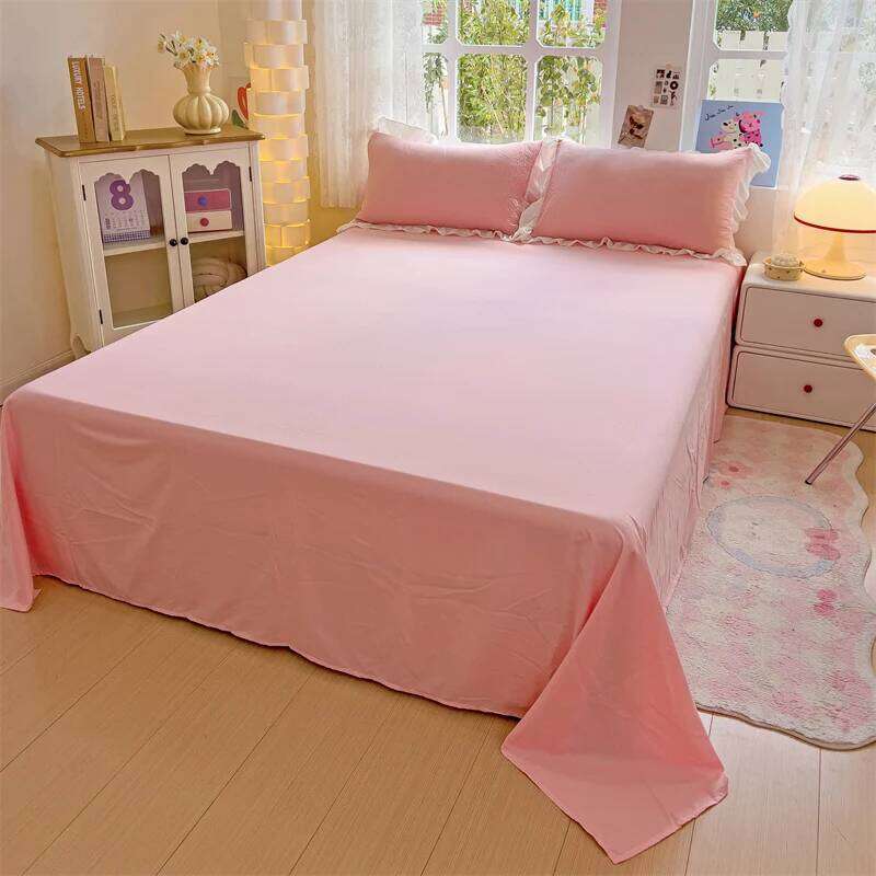 Princess Bedding French Style Washed Cotton Four Piece With Lotus Leaf Lace Duvet Cover Bedsheet Set Bed Linen H260312