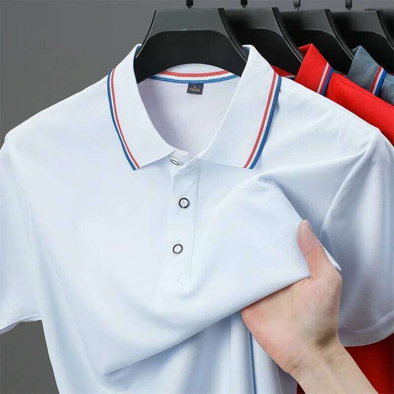 New Men's Casual Solid Color Short Sleeved Polo Shirt Summer Fashionable and Comfortable Versatile Top 26H0312