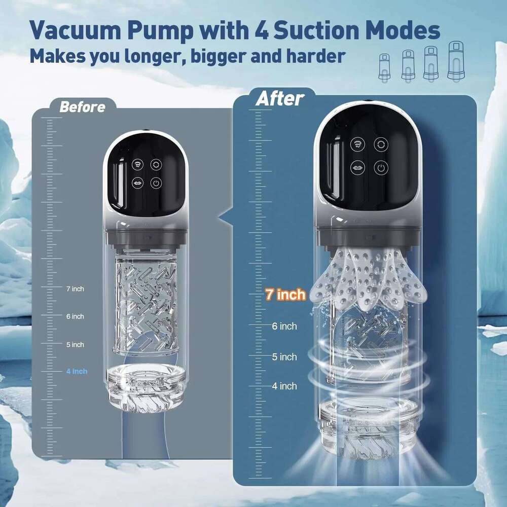 LCD Automatic Sucking Licking Masturbator Penis Pump Pocket Pussy Male Masturbation with 14 Powerful Modes Sex Toys for Man Z260311