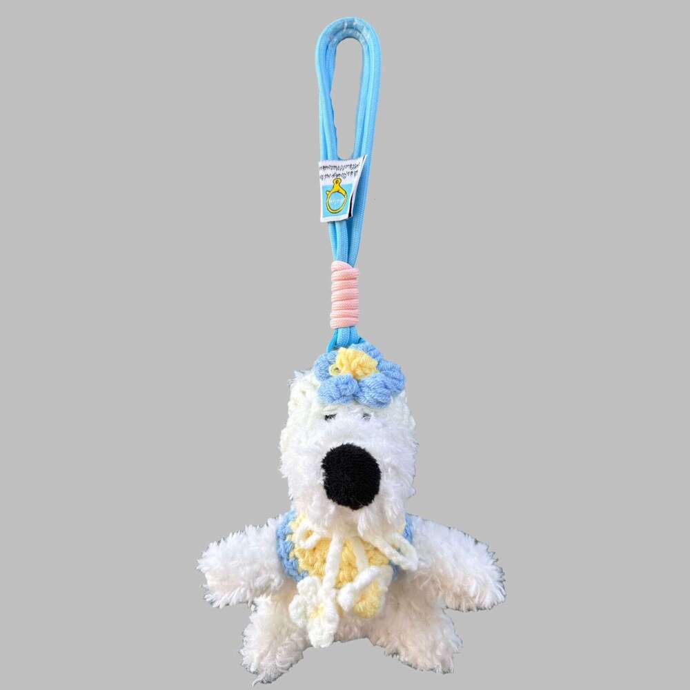 Little Red Flower Bib West Highland Dog Plush Pendant, Cute Puppy Bag Ornament, Doll Keychain, Small Gift for Women