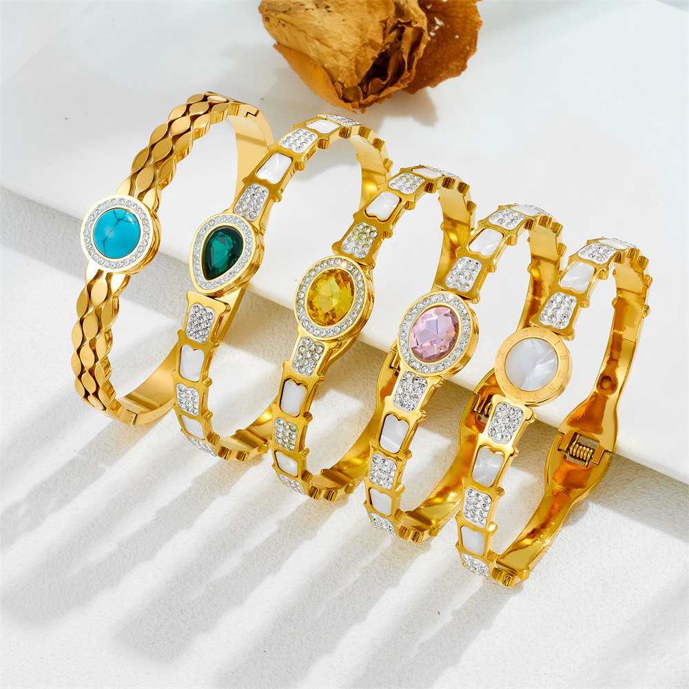 Luxury Brand Designer Jewelry For Women Titanium Steel Bracelet With Zircon And Water Drop Diamonds Ins Geometric Bracelet For Women Designer Bracelet
