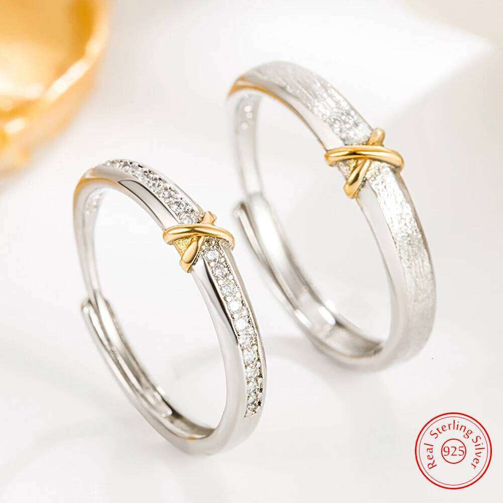 High Quality Women's 925 Sterling Silver Jewelry Fashion Cross Crystal Zircon Couple Ring For Men XY0311 W260311