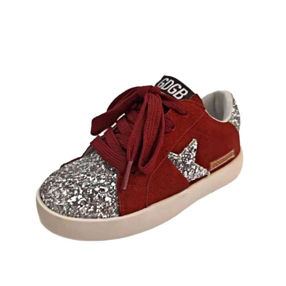 New Fashion Autumn Spring Children Star Board Boy Soft Soled Front Lace-up Color-blocking Sequin Sneakers Girl Casual Shoe H260312
