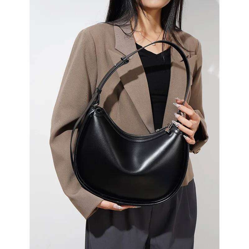 Zency Genuine Women Shoulder Designer Hobo Cow Leather Wine Bag Shopper Top Handle Brown Leather Handbag