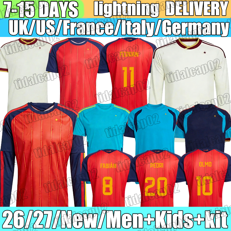 Espana Jersey FERMIN ALEXIA ZUBIMENDI RODRIGO OLMO Soccer Jerseys LAMINE YAMAL ALEXIA FABIAN FERRAN PEDRI Spain Jersey 26 27 Football Shirt Men Kids Kit