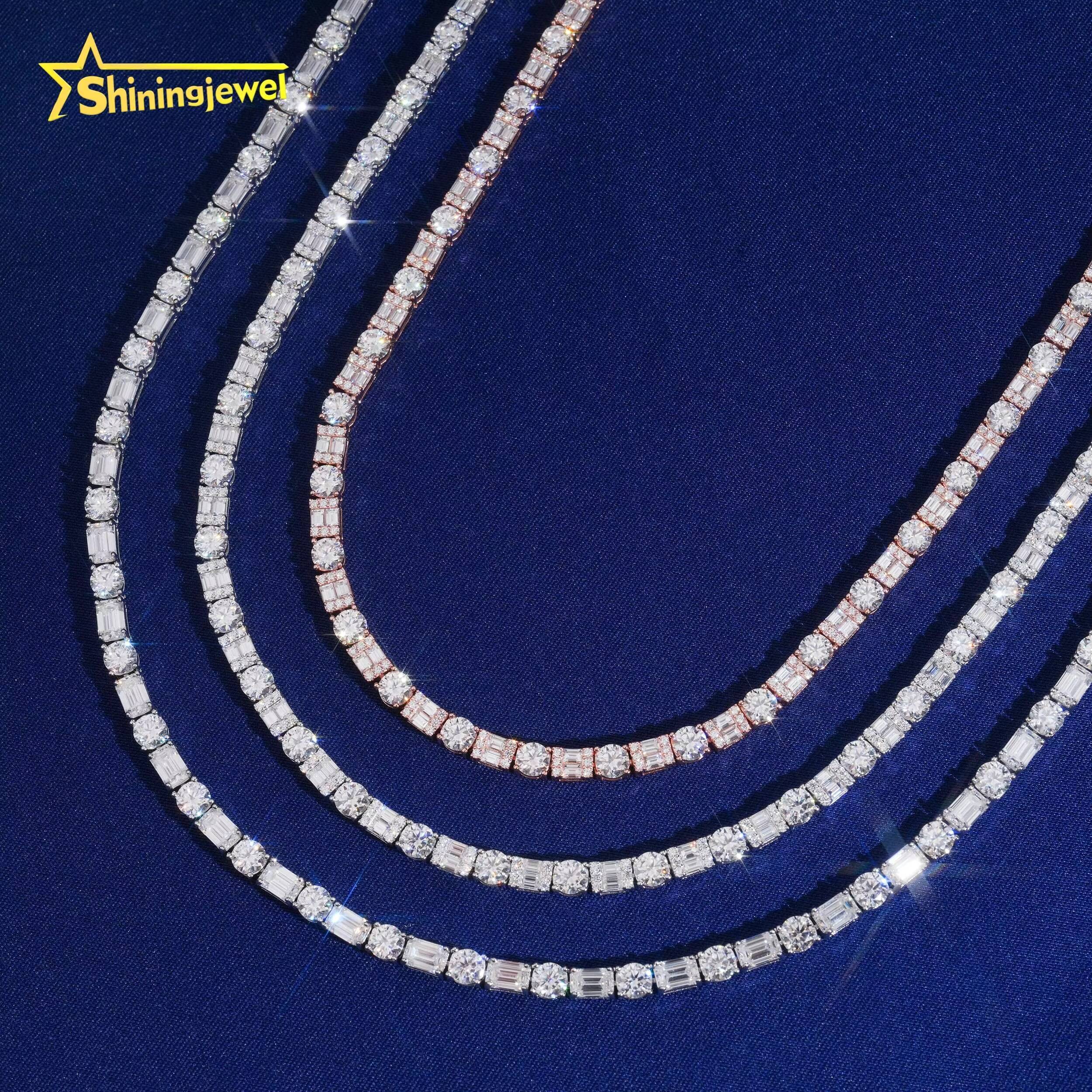 Hip Hop Jewelry Iced Out 5MM Tennis Chain 925 Silver Moissanite Tennis Necklace Pass Diamond Test Moissanite Necklace